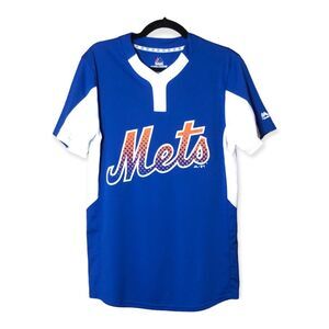 Majestic New York Mets Cool Base 2 Button Jersey Size Small Baseball MLB